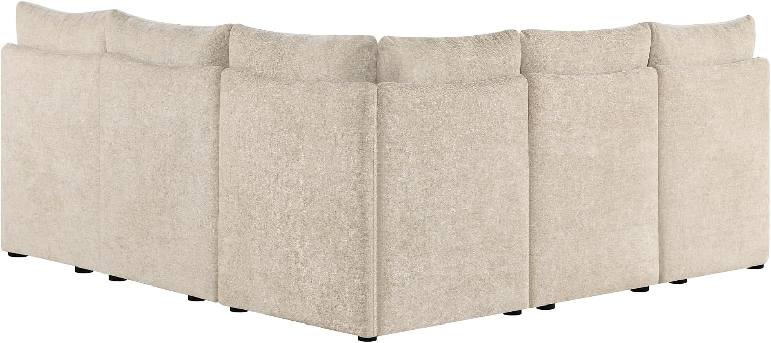 CHITA Breakfast Nook Bench with Storage, Upholstered Dining Bench with Back, Corner Kitchen & Dining Banquette Seating Nook, Dining Settee, L Shaped 5 Seats, Fabric in Khaki