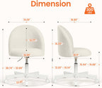 NEO CHAIR Office Vanity Chair with Wheels Comfy Desk Chair for Girls Cute Computer Small Armless Adjustable Height Swivel for Home Bedroom Task (White)