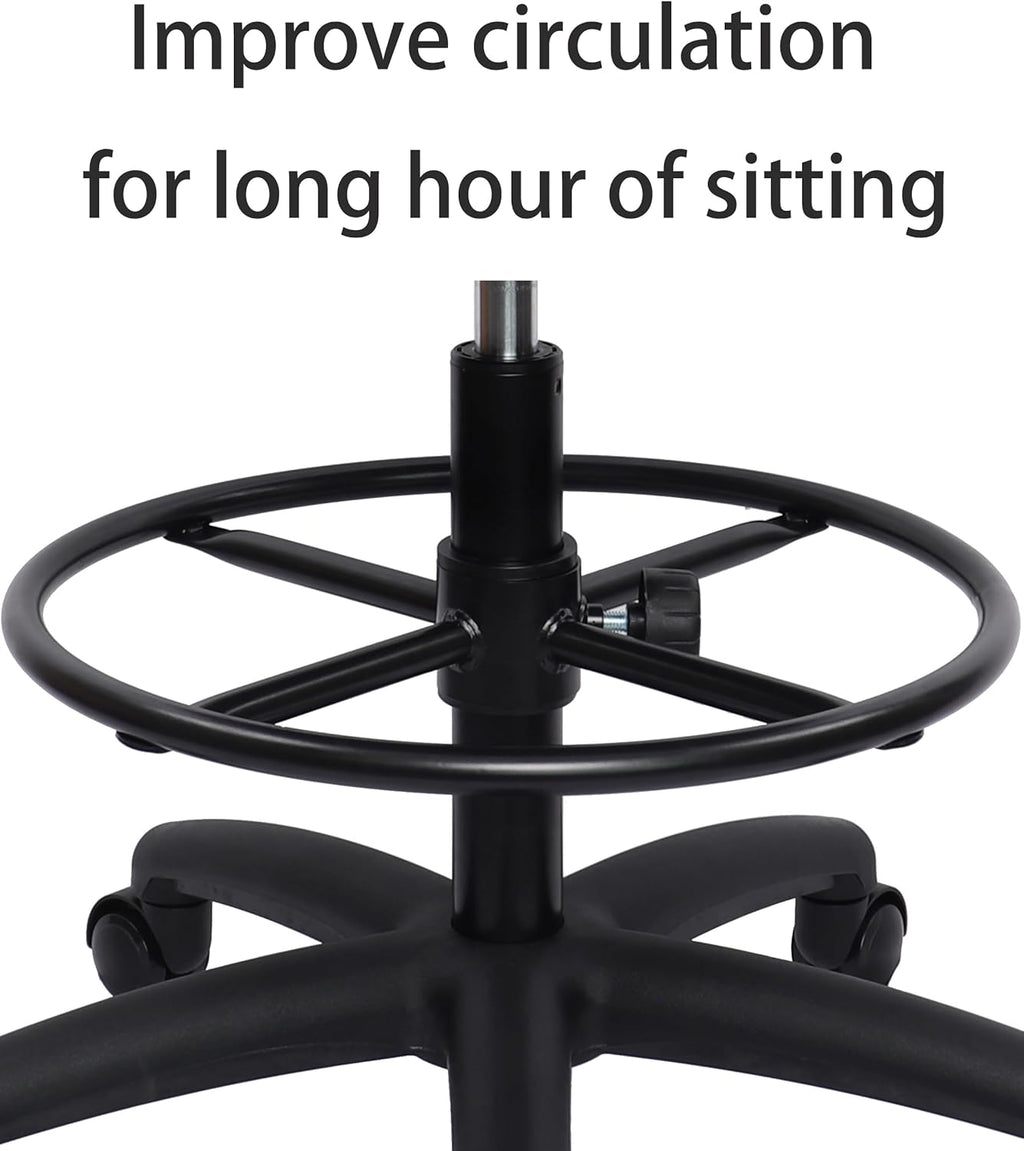 TAKE UR SEAT Deluxe Polyurethane Drafting Lab Stool Chair, 18" Adjustable Footring, 10" Adjustable Height, 450 lbs seat Capacity, Heavy Duty