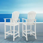 Giantex HDPE Outdoor Bar Stools - All Weather Tall Adirondack Chair with Armrest, Footrest, Load 360Lbs, 30-Inch Counter Height Bar Stool for Patio, Garden, Yard, Indoor Or Outdoor Use (1, White)