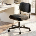 Vanity Chair with Wheels, Cute Armless Desk Chair with Back, Height Adjustable Swivel Small Office Chair, Comfy Fabric Computer Task Chair for Bedroom, Study, Dressing Room Black