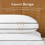 DOWNSTORIA Goose Feather Down King Bed Pillows 2 Pack, Luxury Hotel Collection Pillows Set of 2 with Gusset, Down Surrounded Pillow for Side and Back Sleepers, Gusseted Fluffy Pillows 20x36 in.