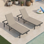 Lounge Chair Outdoor with Wheels, Aluminum Chaise Lounge Outdoor Chair with 5 Adjustable Backrest - Easy to Move- Pool Lounge Chairs for Patio, Poolside (Khaki)