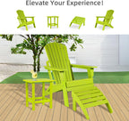 Aoodor Folding Adirondack Chair HDPE Outdoor All-Weather Chair for Patio, Garden, Backyard, Lawn, Fire Pit, Set of 2, Apple