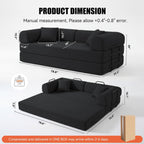 79" Compressed Sofa, Convertible Sofa Bed, Corduroy Compression Boneless Couch with Pillow, Comfy Modular Foldable Floor Sleeper Sofa for Bedroom, Living Room, Lounge, Studio (Black)