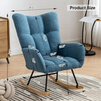 Rocking Chair Nursery, Teddy Upholstered Glider Rocker with High Backrest, Reading Chair Modern Rocking Accent Chairs Glider Recliner for Living Room, Nursery, Bedroom,Blue, W1372120796