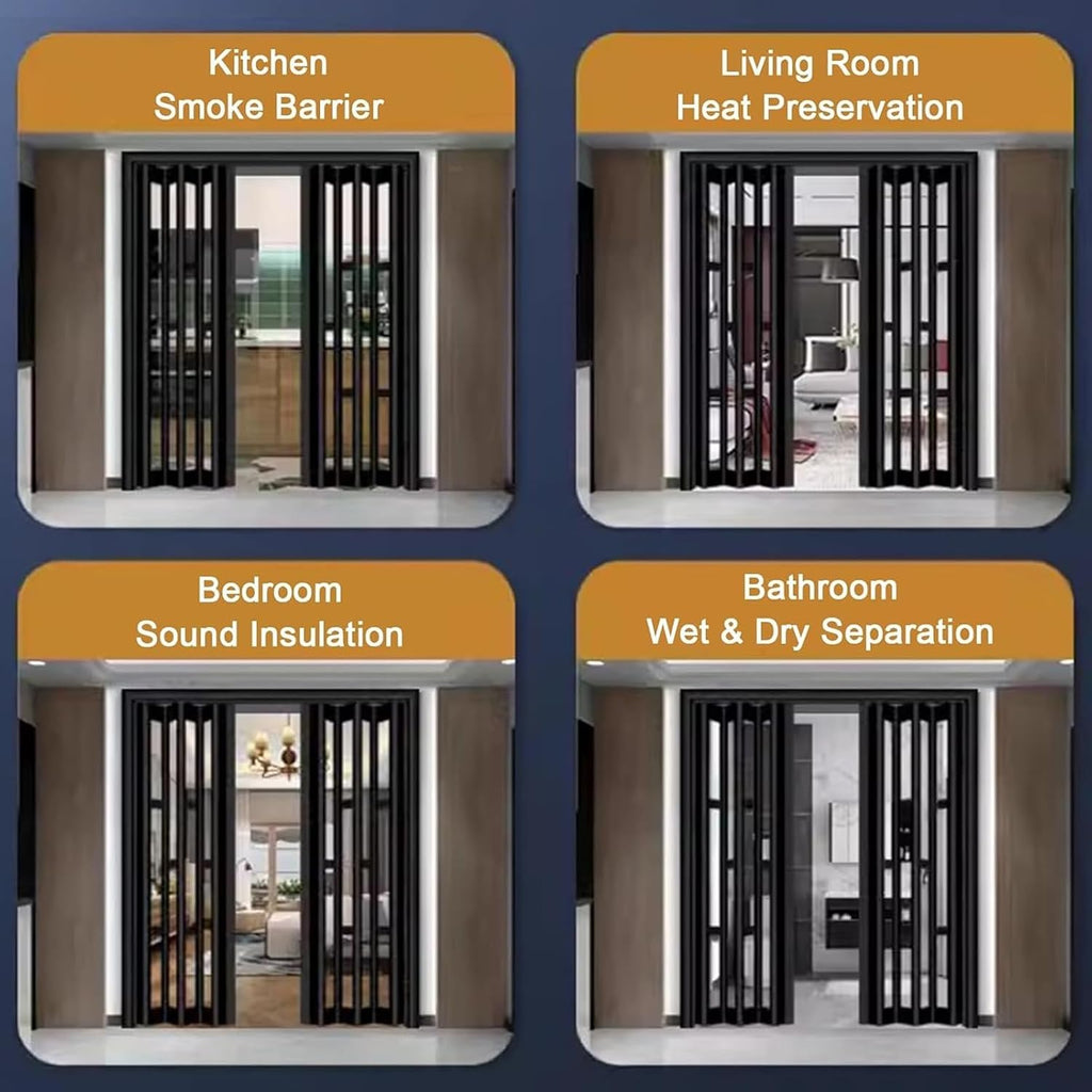 Soundproof Accordion Door - 80 85 90 95 inch Tall Retractable Interior Folding Door for Doorway, Closet, Bedrooms, Space Saving(40x90in(101x229cm))