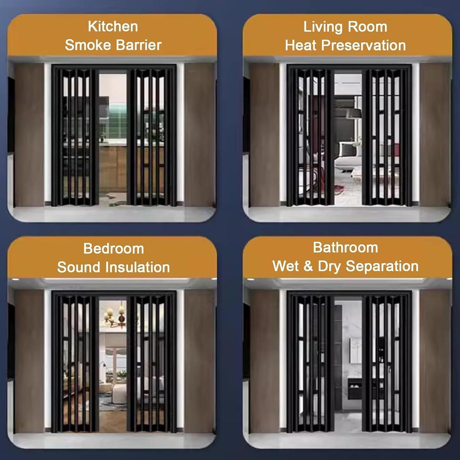 Soundproof Accordion Door - 80 85 90 95 inch Tall Retractable Interior Folding Door for Doorway, Closet, Bedrooms, Space Saving(40x90in(101x229cm))