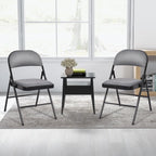Giantex 6-Pack Folding Chairs Set - Waiting Room Chairs with Metal Frame, Fabric Upholstered Padded Seat, Foldable Party Chair Set, Event Chair, Folding Guest Chairs Set of 6, Grey