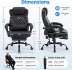 3D Kneading Massage Office Chair, 500lbs Big and Tall Ergonomic Reclining Office Desk Chair with Foot Leg Rest,Black