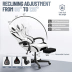 Ferghana Breathable Fabric Ergonomic Gaming Chair, Ergonomic High Back Gamer Chair with Footrest and Linkage Armrest, Office Computer Video Game Chair for Adult, White/Black