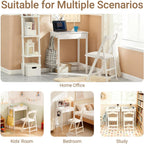 Haotian Small Desk with Drawers, Mini Writing Table, Vanity Table Computer Workstation Children Teenagers Desk with Hooks, White FWT43-W
