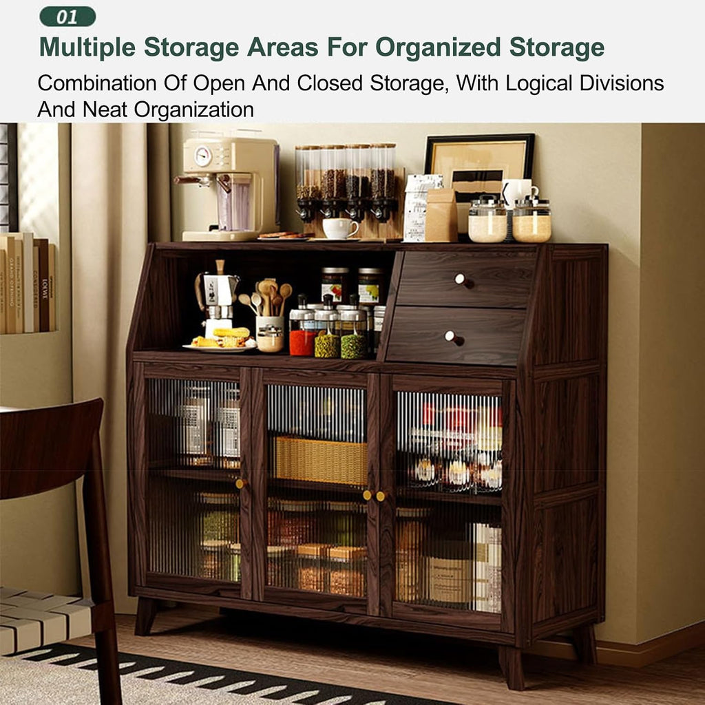 Storage Cabinet with Drawer - Tall Freestanding Kitchen Pantry Cupboard for Dining Room and Living Room, Assembly Required