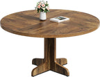 47" Round Dining Table for 4, Farmhouse Kitchen Dining Room Table, Brown | Circle Dinner Table, Kitchen Dining Room Furniture (Table Only)