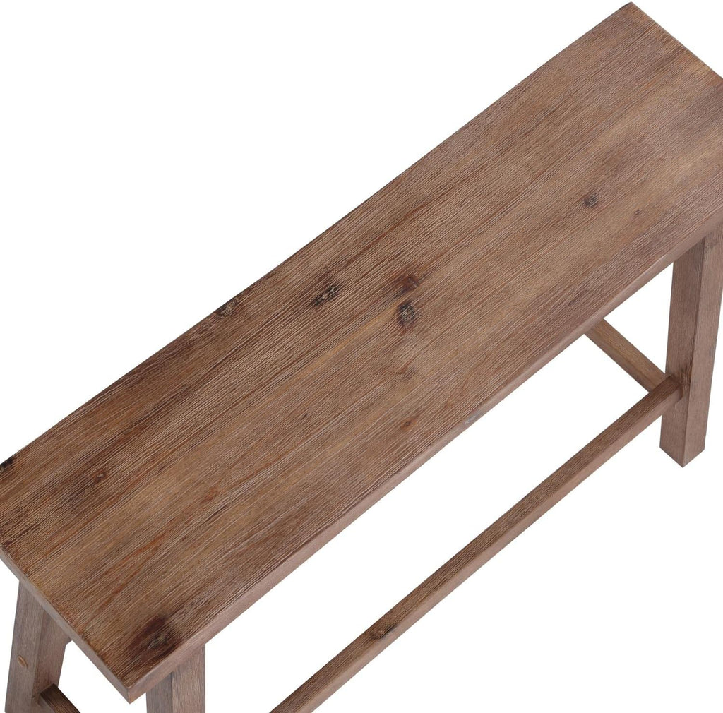 Boraam Sonoma Saddle Bench, 24-Inch, Barnwood Wire-Brush, Model:75025