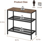 Kitchen Island with 3 Tier Storage, Height-Adjustable Kitchen Shelf, Microwave Stand for Dining, Sturdy Metal Frame, 30.7" L x 13.77" D x 31.51" H,Rustic Brown and Black