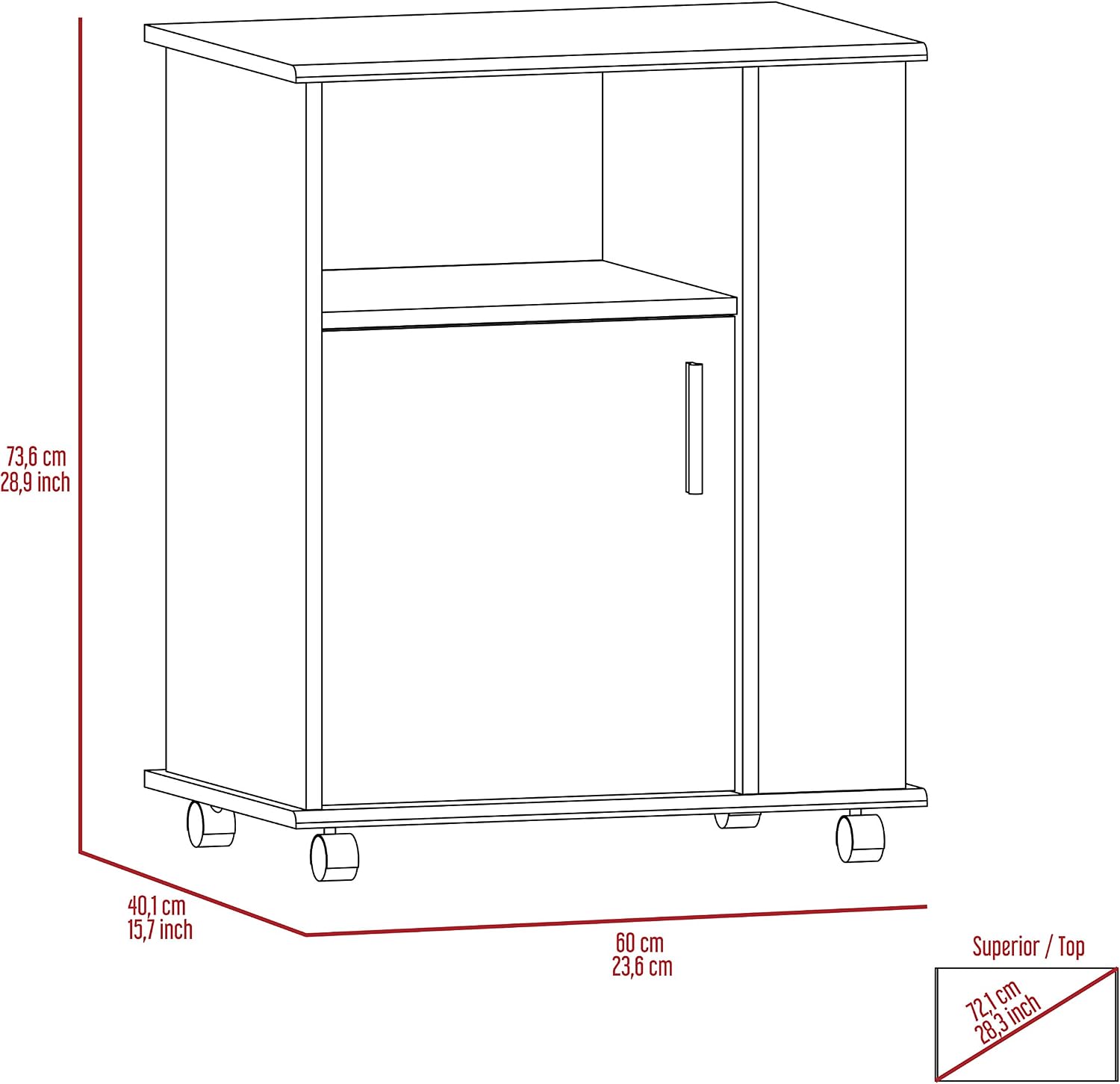 Space-Saving Microwave Shelf Stand Cabinet Kit - 3 Side Shelves - Black
