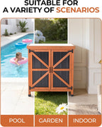 Black Metal Outdoor Storage Cabinet with X-Design Doors & Wood Frame, Metal Top Potting Bench Weatherproof for Patio, Garden & Backyard, 31.5"x 17.7"x 35.4"Tool Outdoor Shed