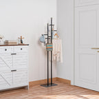 JIAYUEJU Coat Rack Freestanding with Marble Base, Heavy Duty Metal Clothes Rack, Corner Coat Tree Hat Rack for Entryway Bedroom Living Room Hotel 14.96 x 10.24 x 68.9 Inches (Black)