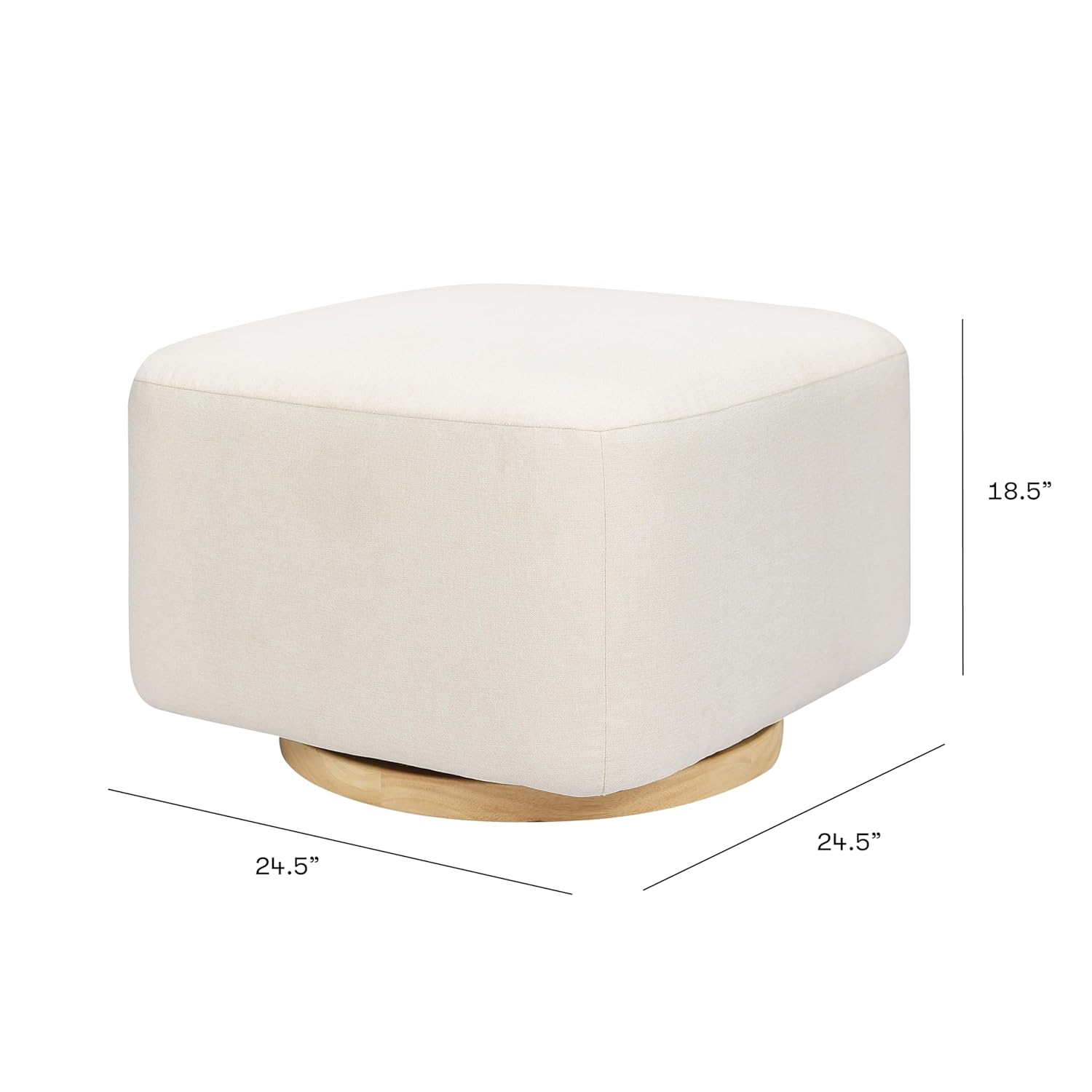 Babyletto Kiwi Gliding Ottoman in Performance Cream Eco-Weave with Light Wood Base, Water Repellent & Stain Resistant, Greenguard Gold and CertiPUR-US Certified