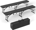 VSOAEIL 6 Foot Folding Bench, Portable Plastic Folding Bench Seat, Foldable Seat for Indoor Outdoor Picnic Camping Dining, Soccer Garden Multipurpose Entertaining Activities, Black, 2 Pack