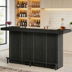 Tribesigns 70.9" Extra Large Bar Table, 4-Tier Storage Home Bar with Wine Glass Rack & Footrest, 2-in-1 Kitchen Island & Pub Table, Wooden Bar Unit for Kitchen, Living Room, Party