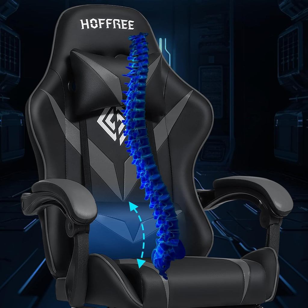 Gaming Chair with Massage Ergonomic Computer Chair with Footrest Reclining Video Game Chair for Boys with Adjustable Armrest Black