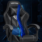 Gaming Chair with Massage Ergonomic Computer Chair with Footrest Reclining Video Game Chair for Boys with Adjustable Armrest Black