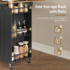 RALGEND Kitchen Island with Power Outlets & Drop Leaf, Rolling Kitchen Cart on Wheels, Kitchen Storage Island with Spice Rack and Drawer for Kitchen, Dinning Room, Black and Rustic Brown