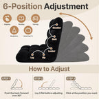 HOPERAN Floor Chair with Back Support, 6-Poistion Adjustable Floor Gaming Chair for Adults, Padded Reclining Floor Chair, Folding Floor Chairs for Meditation, Sleeping, Reading, Gaming, Black