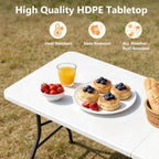 6FT Folding Table 2 Pack, Heavy Duty Fold in Half Plastic Tables with Carry Handle, Portable Indoor Outdoor Utility Table for Party, Picnic, Camping, Banquet, Wedding, RV Travel