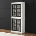 Maykoosh Tall Pantry Cabinet with Shelves - Stackable Kitchen & Laundry Room Storage - Modern White & Black Finish