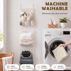 Tranqun 3 Pcs over the Door Hanging Laundry Hamper 65 x 19.7 Inches Mesh Laundry Hamper Bag Behind the Door Dirty Clothes Organizer with Hooks for Bathroom Camper Apartment College Dorm Room
