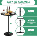 Shahoo Round Bar Table, Cocktail Table with Metal Base & MDF Top, Counter Height Pub Table for Dining Room, Living Room, Kitchen, Bar, Pub, Cafe, Black