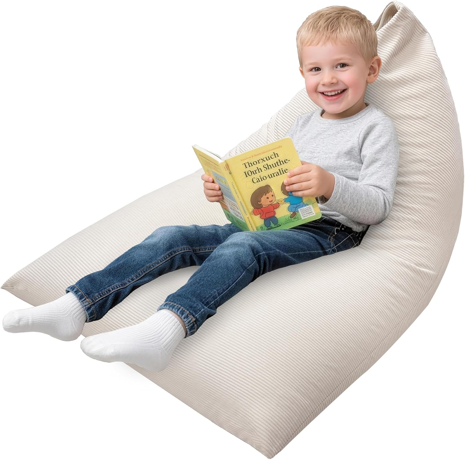 Lukeight Bean Bag Lounger Chair with Memory Foam for Kids Teens Adults, Bean Bag Sofa with Removable Cover, Cozy Beanbag Chair for Living Room, Lazy Sofa for Gaming and Reading, Large