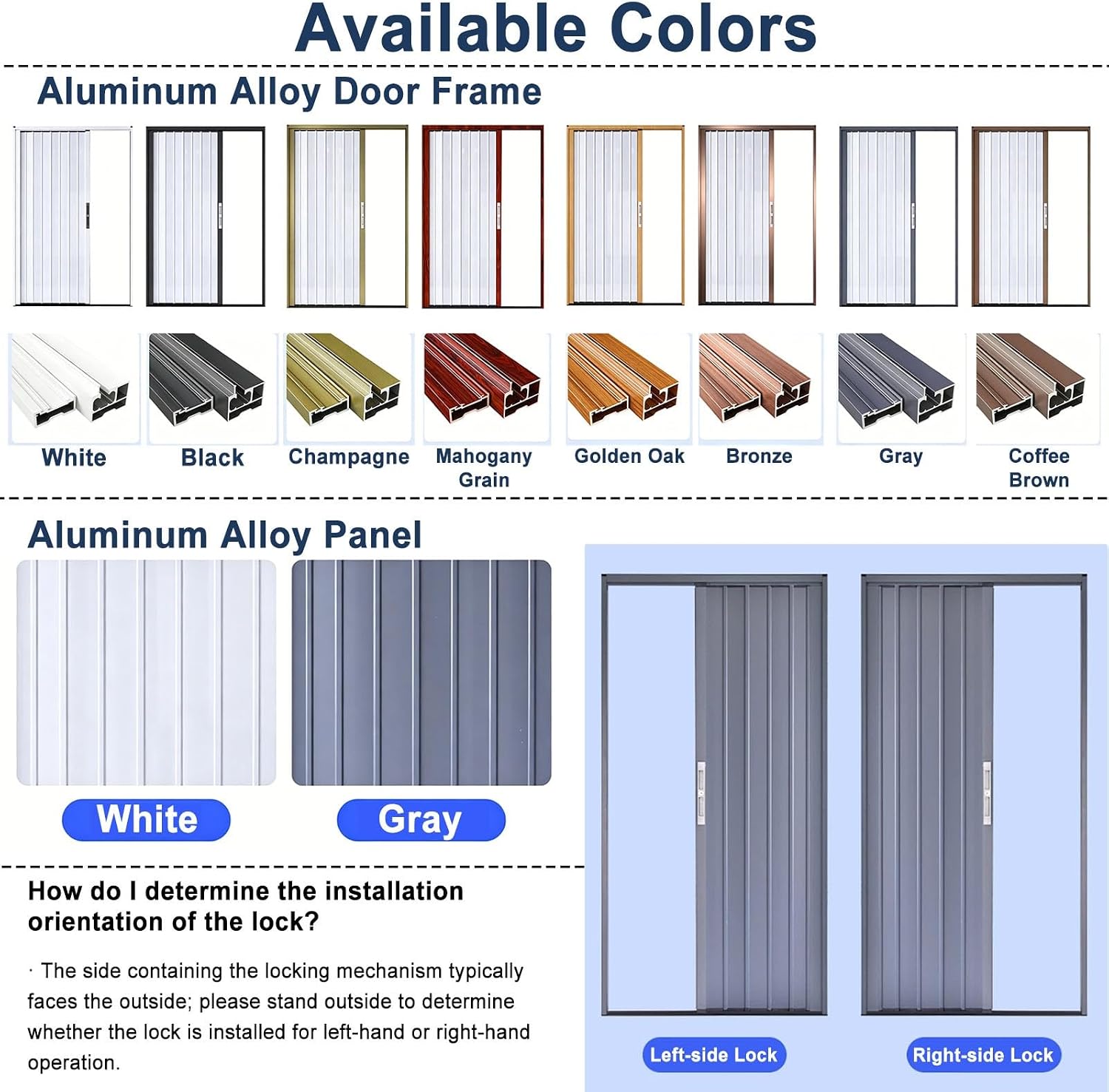 Aluminum Custom Folding Door Space Saving Divider for Bedroom Kitchen Corridor Balcony Terrace Retail Store Cafe, Easy to Install Accordion Doors Panel(32x78in(81x198cm))