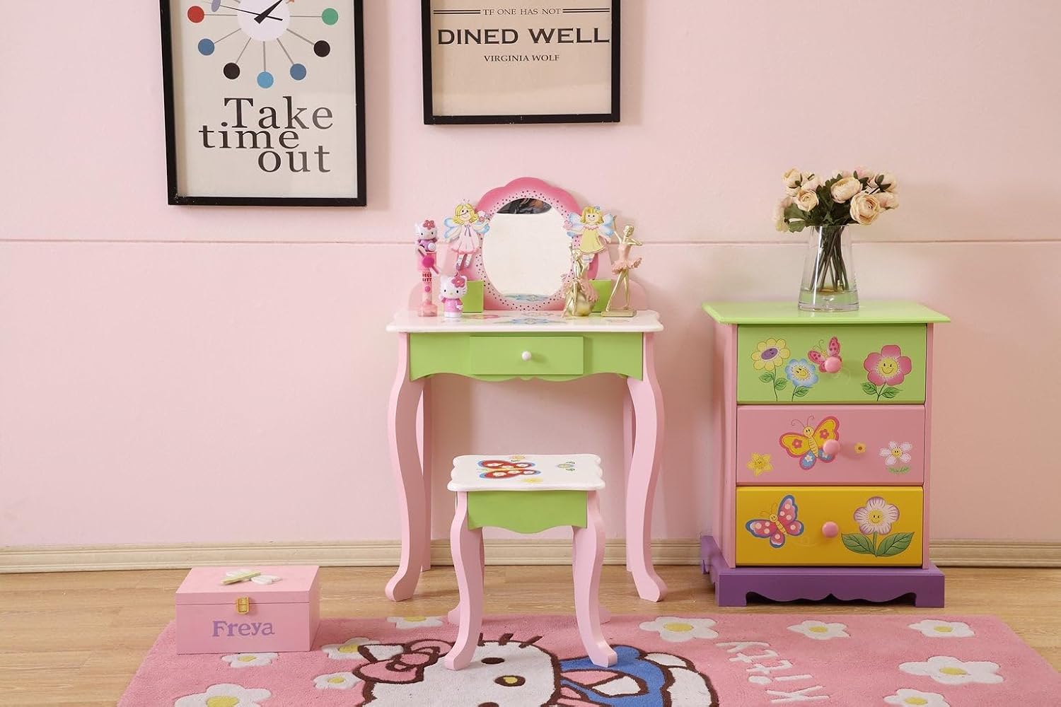 Funnel Layla Girls Flower Vanity Set with Stool