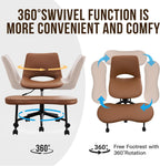 Ergonomic Cross Legged Office Chair with High Lumbar Support - Adjustable Height Kneeling Desk Chairs for Meditation, ADHD & Yoga - Wide Criss Cross Chair with Wheels, Brown