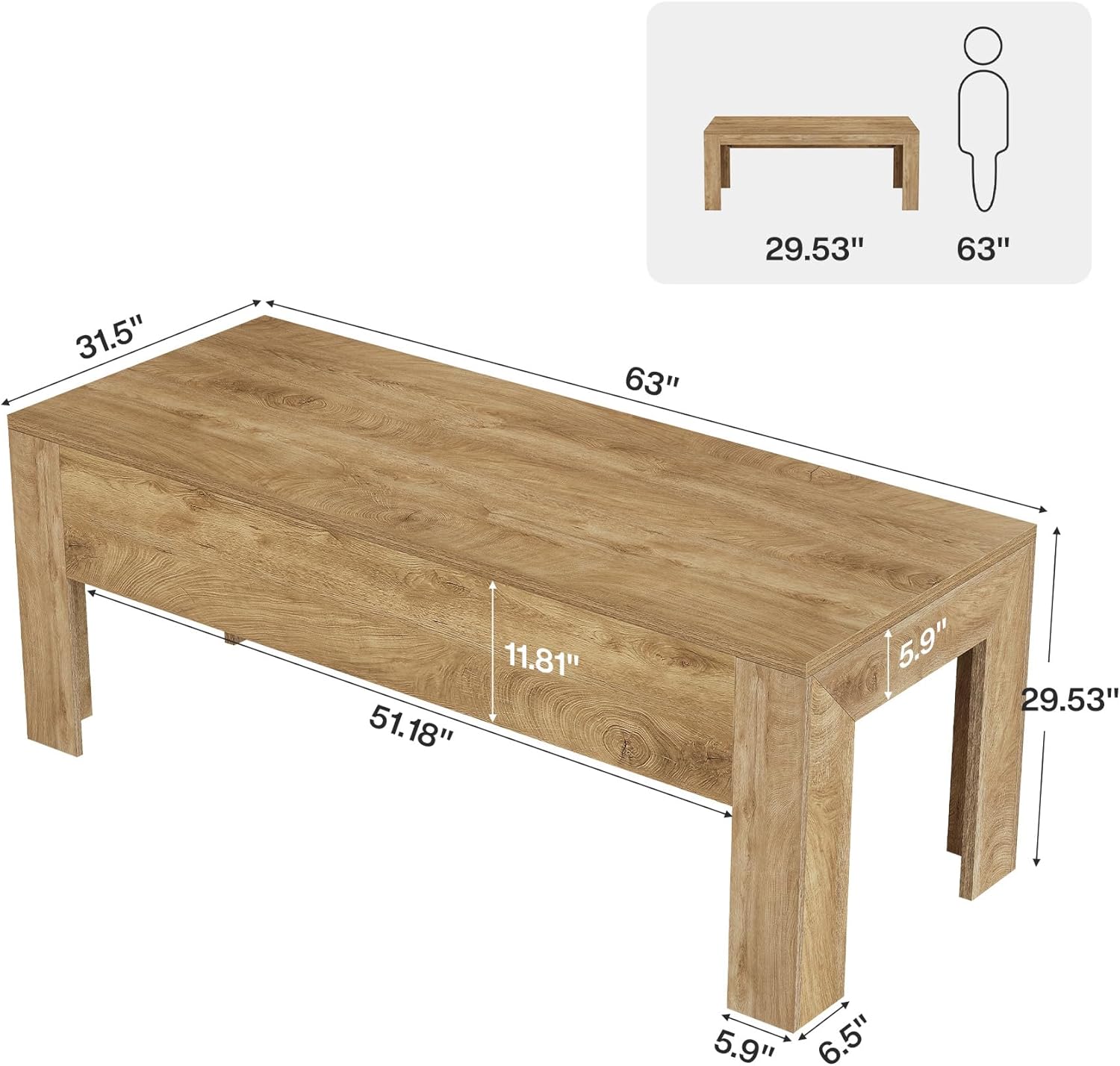 Tribesigns 63-Inch Office Desk, Modern Executive Desk with Large Tabletop, Wooden Computer Desk, Long Workstation for Home Office, Light Brown
