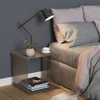 Chrome Side Table, Metal Stainless Steel Side Table with Mirror Finish for Living Room Bedroom, Small Space-Saving Nightstand with Storage Shelf, Square Accent Table for Couch Office