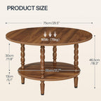 HOOBRO Coffee Table, 2-Tier Round Coffee Table, Coffee Table for Living Room, Center Table with 2-Tier Open Storage Shelf, Home Office, Walnut WL75KF01