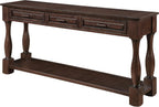 Merax Console Table with 4 Drawers, Retro Entryway Table with Open Storage Shelf for Entryway, Wood Side Table with Thick Legs for Living Room Bedroom, Espresso