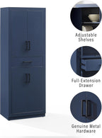 Crosley Furniture Isla Modern Kitchen Storage Pantry Cabinet with Shelves, Dining or Laundry Room, Navy