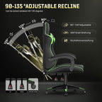 Bigzzia Gaming Chair, Ergonomic Video Game Chairs with Pillow and Lumbar Support, Racing Style Height Adjustable Computer Chair with 360°-Swivel Seat for Adults and Kids（Green）