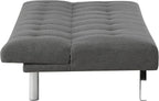 OSP Home Furnishings Sawyer Convertible Futon Sofa with Easy Lift and Stainless Steel Legs, Grey Fabric