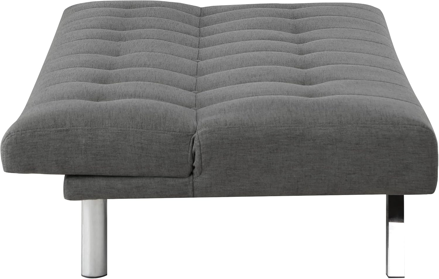 OSP Home Furnishings Sawyer Convertible Futon Sofa with Easy Lift and Stainless Steel Legs, Grey Fabric