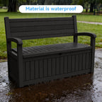 AmaVins 70 Gallon Outdoor Storage Bench Deck Box, Waterproof Lockable, Outdoor Storage Furniture for Patio, Garden, Porch (Black)