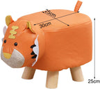 s Footstool Shoe Changing Stool Foot Rest Ottoman Stool for Nursery Living Room Playroom, Orange Tiger