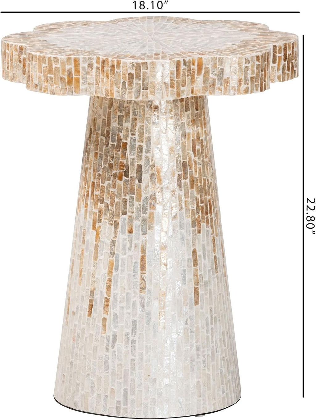 Bali & pari Beile Capiz Shell Pedestal End Table - Mother of Pearl Scalloped Accent Table with Textured Inlay Surface for Living Room or Lounge Space