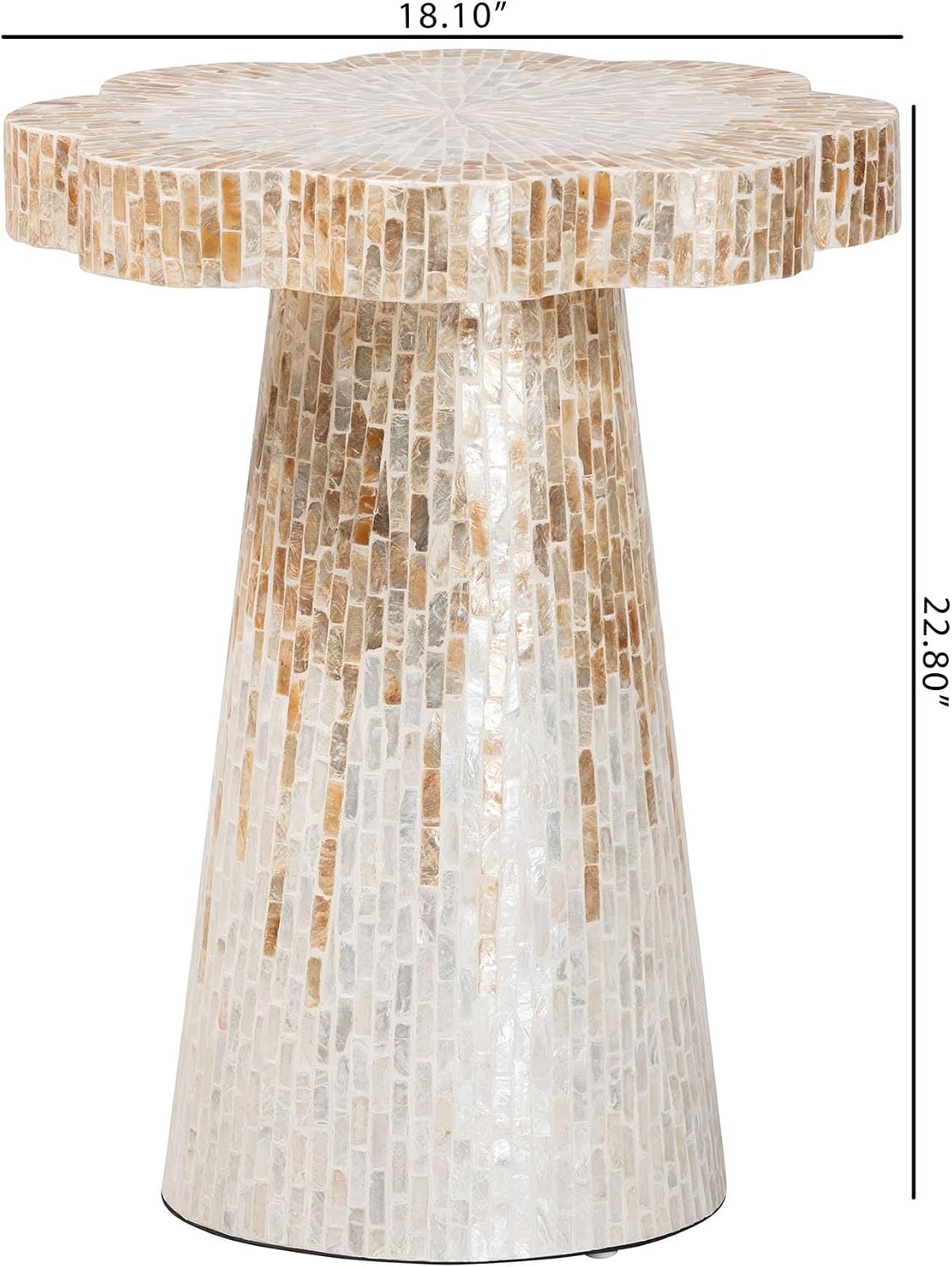 Bali & pari Beile Capiz Shell Pedestal End Table - Mother of Pearl Scalloped Accent Table with Textured Inlay Surface for Living Room or Lounge Space